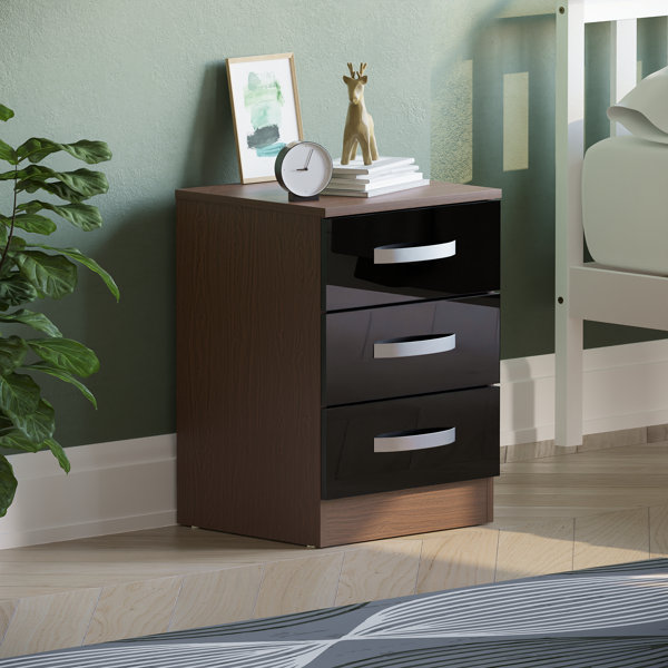 Bedside table store black gloss